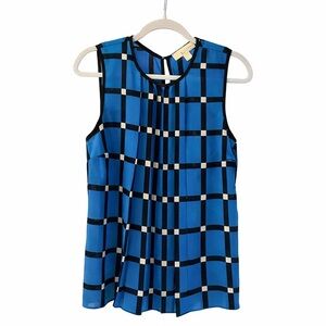 Michael Kors Blue and Black Checkered Blouse